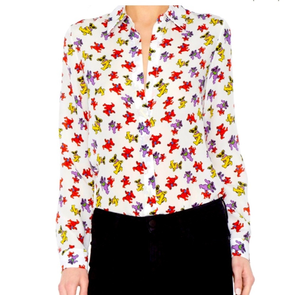 Alice + Olivia Grateful Dead printed silk blouse